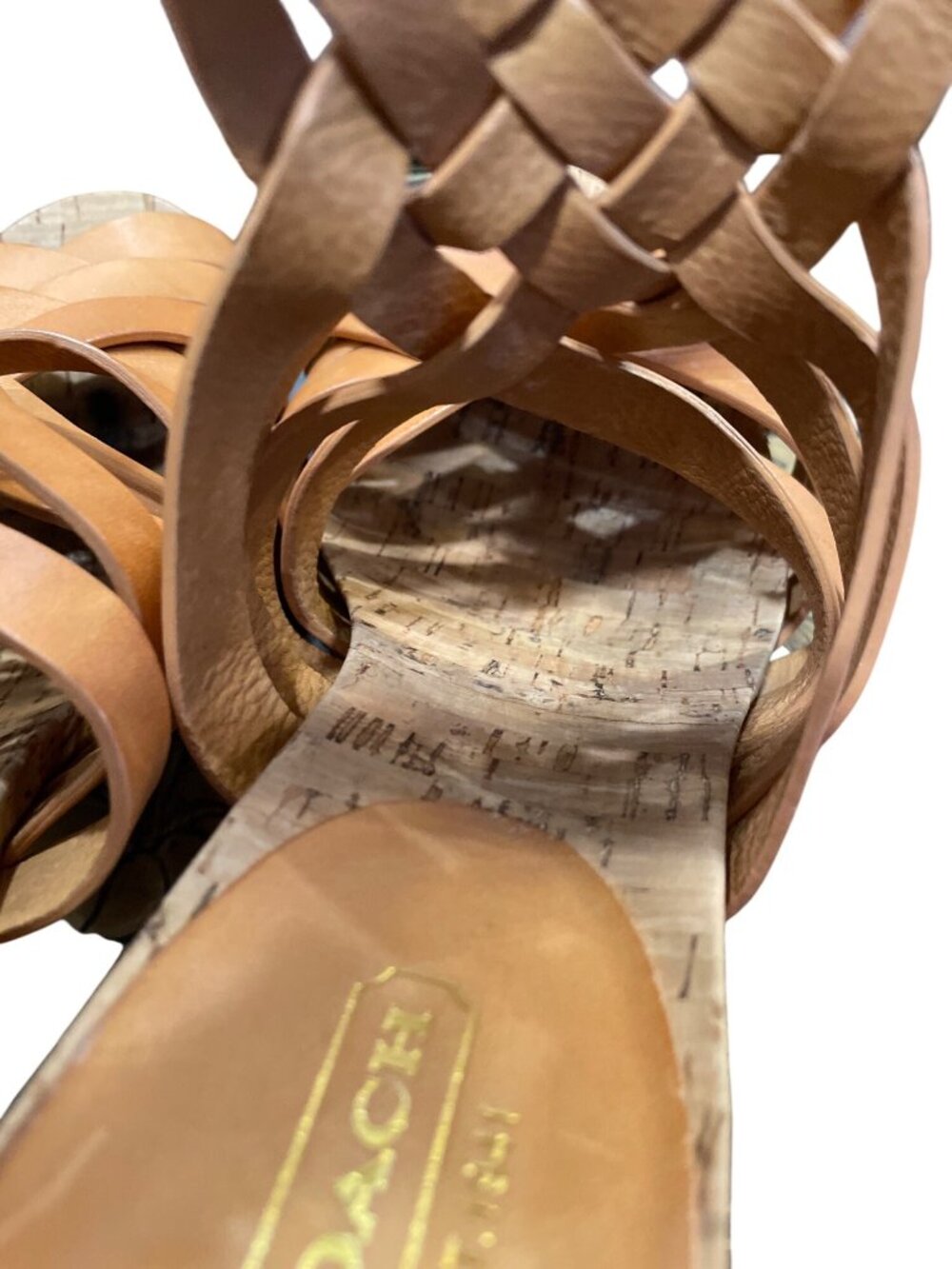 Coach wms brown leather strappy open toe 4" block dress heels sz 9B SKU 10-086 - Picture 8 of 14